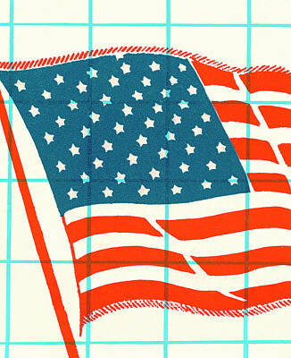 Flag Of Usa Drawings Posters