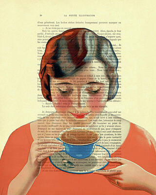 Vintage Cups Mixed Media Posters