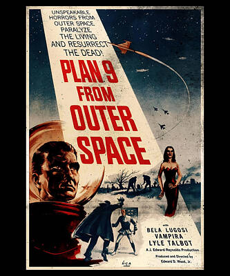 Plan 9 from Outer Space Vintage Reprint A4 Wall Art 1959 Film/Movie Poster 