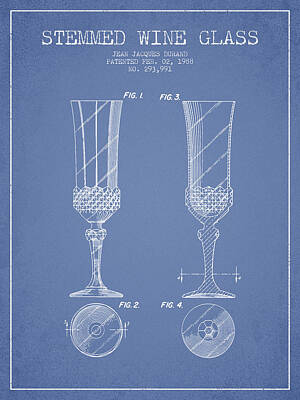Wine Glass Patent Digital Art Posters