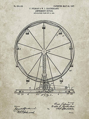 Ferris Wheel Patent Posters