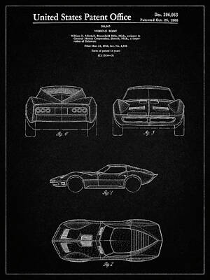 Corvette C6  Car Blueprint Poster  Vintage Style Home Decor