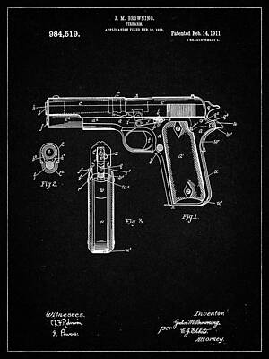 Vintage Colt 1911 Automatic Pistol Gun Advertising Giclee Canvas Print 14x20 