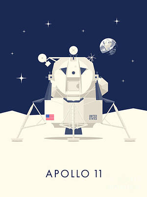 APOLLO 11 Poster Saturn 5 Capsule Lunar Lander Module Interior NASA Space Print