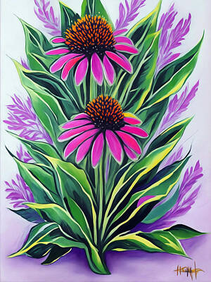 Purple Coneflower Digital Art Posters