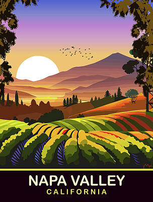 Napa Valley Vineyard Digital Art Posters