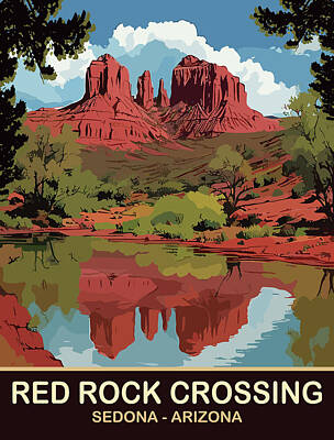 Red Rock Crossing Digital Art Posters