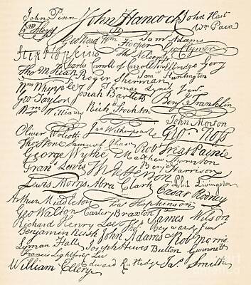 Signatures Attached To The American Declaration Of Independence Of 1776 Posters