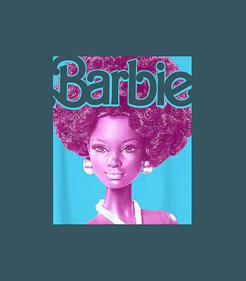 Barbie Afro Doll Classic Fit T-Shirt: Adult Round Neck, Black, Short  Sleeve, Cotton-Polyester