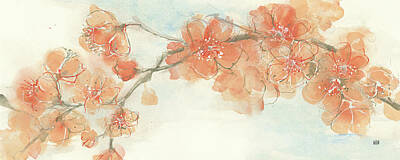 Peach Florals Posters