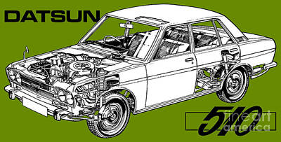 Vintage Car Ad 1969 Datsun 510 Poster for Sale by backtoblackttt