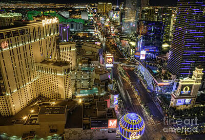  Elevated View Las Vegas Strip After Sunset Photo Art Print  Black Wood Framed Poster 20x14: Posters & Prints