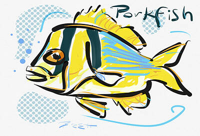 Porkfish Digital Art Posters
