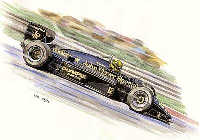 CLOVIS dessin sur beau papier poster F1 formule 1 Renault 352/500 de 1993