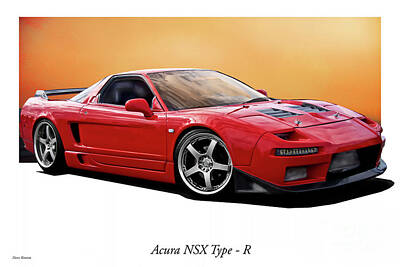 AB004 Red acura nsx 1991 classic car affiche-poster print art A0 A1 A2 A3