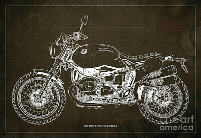 without frame BMW R 1250 RS BMW Motorrad Art Sketch B&W or Color Poster
