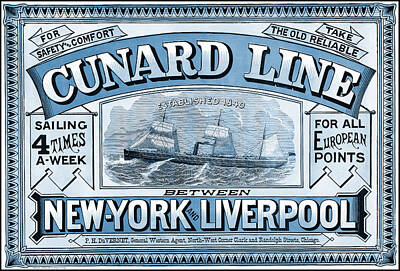 Cunard Line to All parts of the world - Cruise Liner Ship, Steamer Ship -  Vintage Travel Poster Weekender Tote Bag by Studio Grafiikka - Fine Art  America