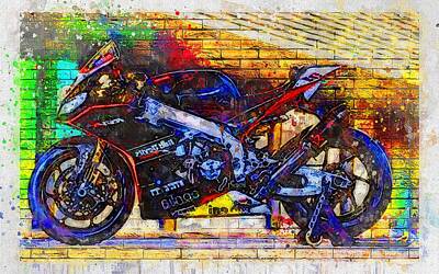 BIKE POSTER AC365 Poster Print Art A1 A2 A3 APRILIA RSV4 YELLOW MOTORCYCLE 