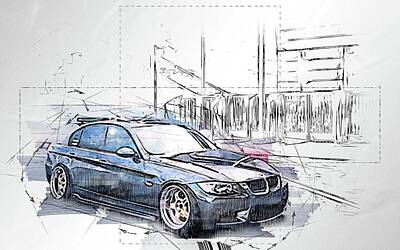 BMW M3 bleu Voiture Poster-Photo Poster print ART A0 A1 A2 A3 A4 AB365