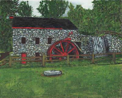 Wayside Inn Grist Mill Paintings Posters