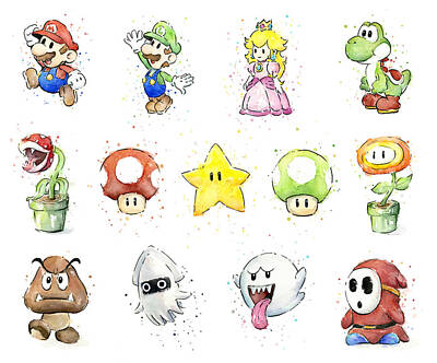 عش لمس. اتصال. صلة Sinewi  Mario Characters Posters | Fine Art America