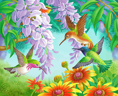 Hummingbird Digital Art Posters