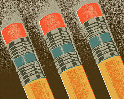Closeup Of Pencil Erasers, From Above by Bryan Mullennix