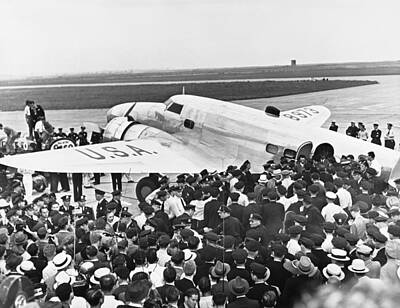 Poster Kunstdruck Bild 80x60cm Howard Hughes Plane at start of flight ..