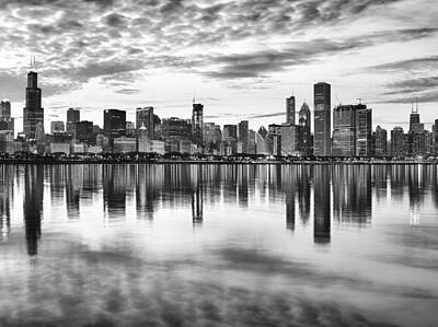 Chicago Skyline Bw Posters