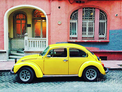 CLASSIC CAR POSTER Poster Print Art A1 A2 A3 AA898 VOLKSWAGEN BEETLE YELLOW 