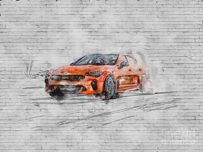 Drift car ' Poster, picture, metal print, paint by GRAPHICMYSTICAL