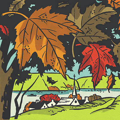 Autumn Landscape Drawings Posters