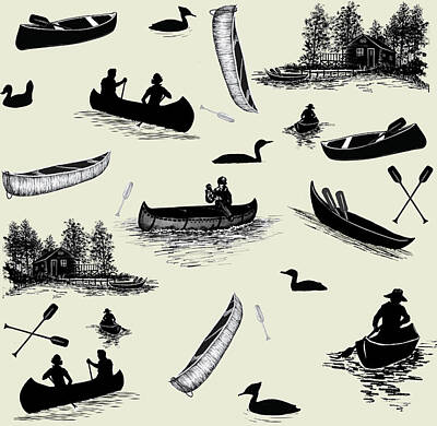 Canoeing Mixed Media Posters