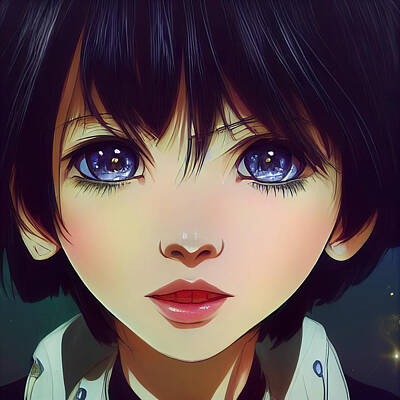 Anime Pretty Girl Dark Hair Anime Girl Poster for Sale by AprilAI