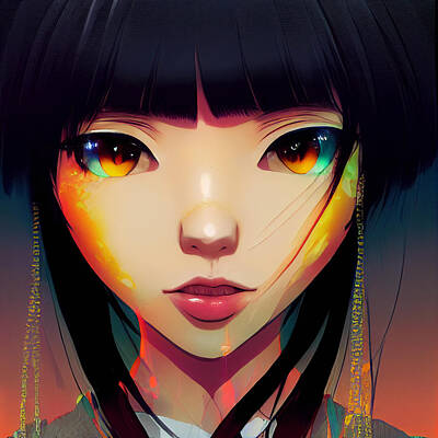 Anime Pretty Girl Dark Hair Anime Girl Poster for Sale by AprilAI
