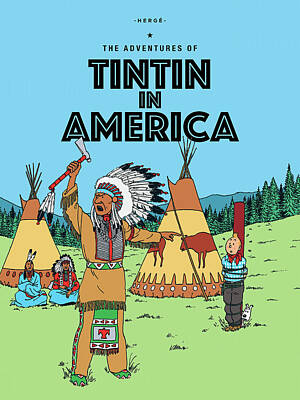 Fine Art Poster. 24 X 32" Tintin en Amerique by Hergé Moulinsart 