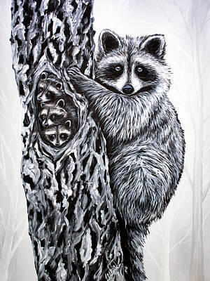 Black And White Raccoon Original Artwork