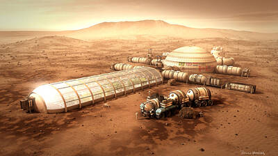  Mixed Media - Mars Settlement with Farm by Bryan Versteeg
