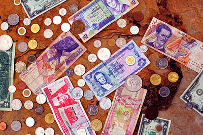 Coins And Paper Money From A Variety Of Countries Around The Wor Art Prints