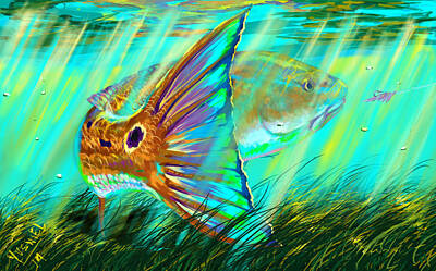 Spearfishing Digital Art