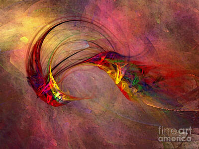  Digital Art - Abstract Art Print Hummingbird by Karin Kuhlmann