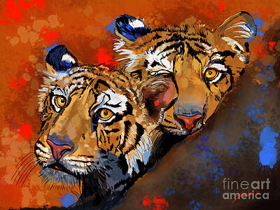  Digital Art - Tigers by Lidija Ivanek - SiLa