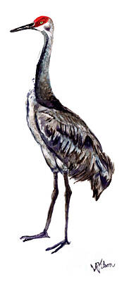  Painting - Sandhill Solitaire No 5 in Noble Guardian crane series by D Renee Wilson