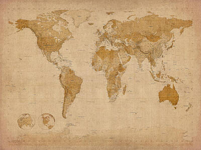 Old World Map Digital Art