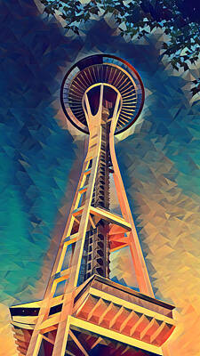  Mixed Media - Seattle Space Needle by Pierce Anderson