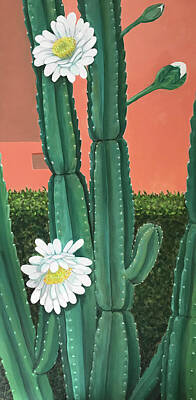  Painting - Flowering Cactus by Laura Dozor