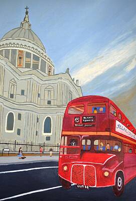 S T. Paul Cathedral And London Bus Paintings