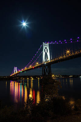  Photograph - Full Moon Over The Mid - Hudson Bridge by John Morzen