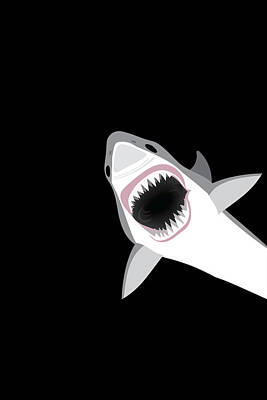 White Shark Digital Art Prints