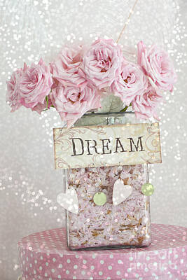 Dreamy Pink Roses Typography Art